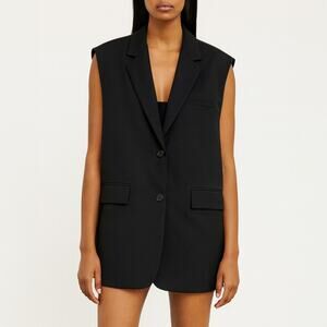 The Frankie Shop Oversized Sleeveless Black Blazer Suit Vest Size S/M